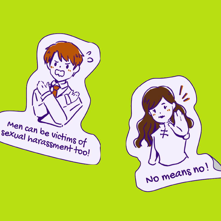 Sample sticker designs carrying an anti-sexual harassment message